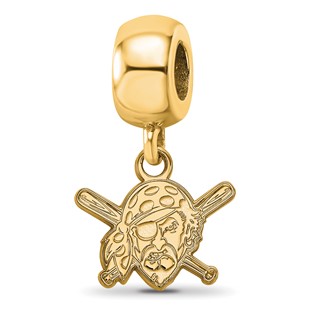 Sterling Silver Gold Plated Major League Baseball LogoArt Pittsburgh Pirates Dangle Bead